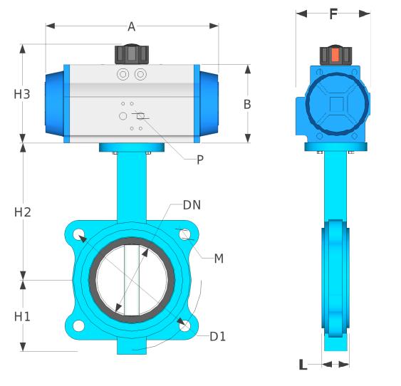 Spring Return Lugged Butterfly Valve