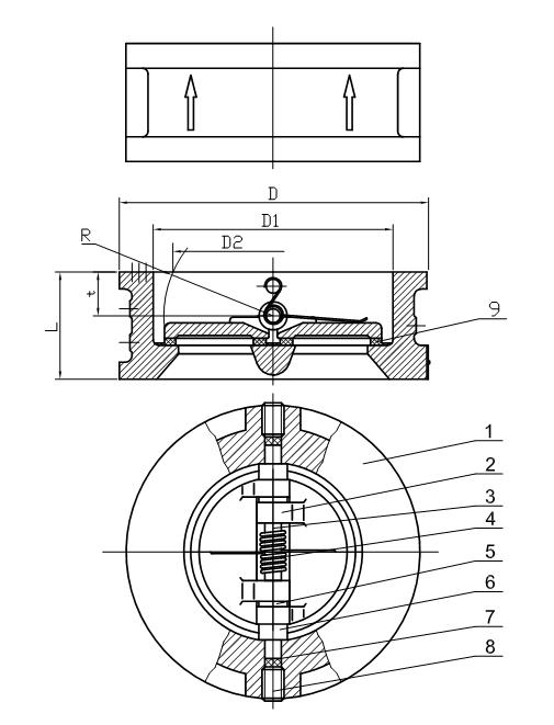 Cast Iron Duo Check Valve Dimensions