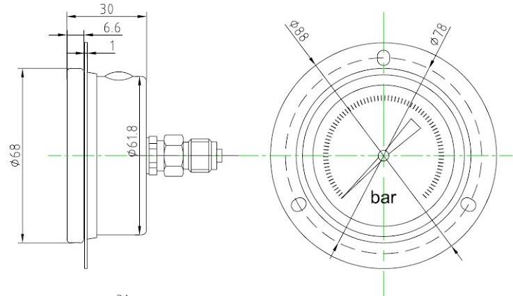 63mm Stainless Steel Rear Entry Pressure Gauge