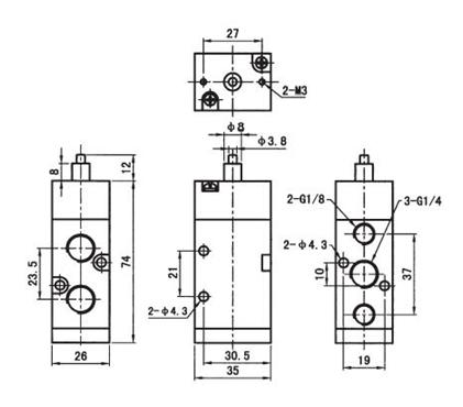 5 way 2 position plunger valve